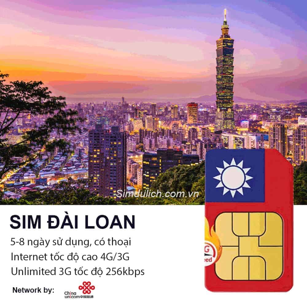 Sim Đài Loan 5-8 ngày 5GB – 6GB Data có Thoại