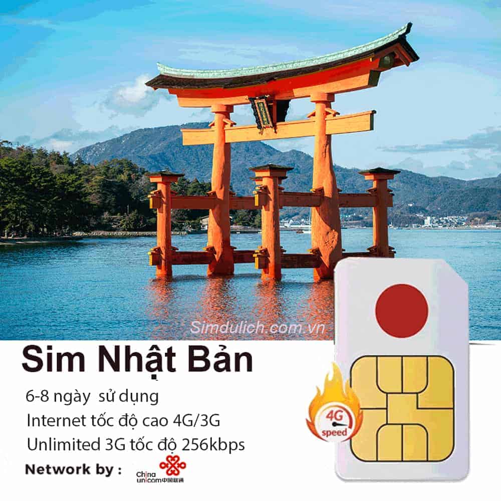 Sim Nhật Bản 6-8 ngày 6GB Data có Thoại