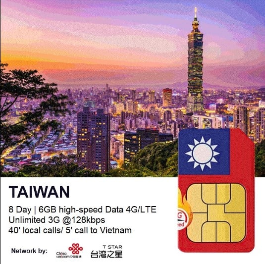 Taiwan Travel Sim 8 Days 6GB, with Calls
