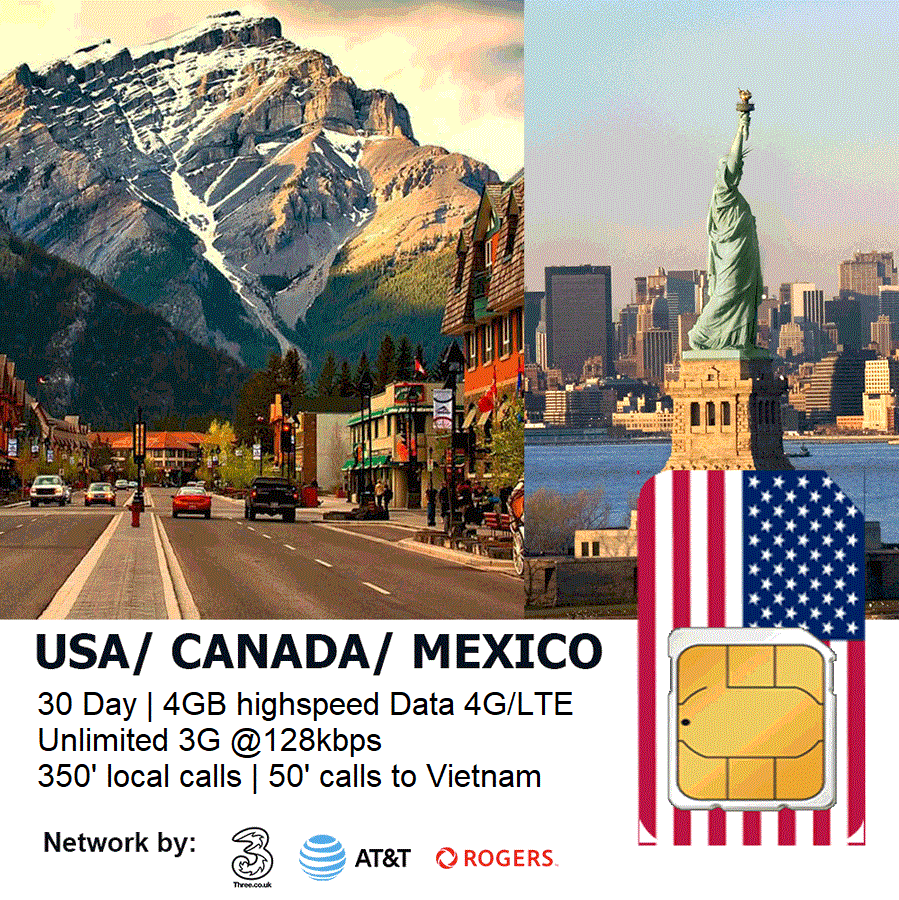 USA Canada Mexico travel sim