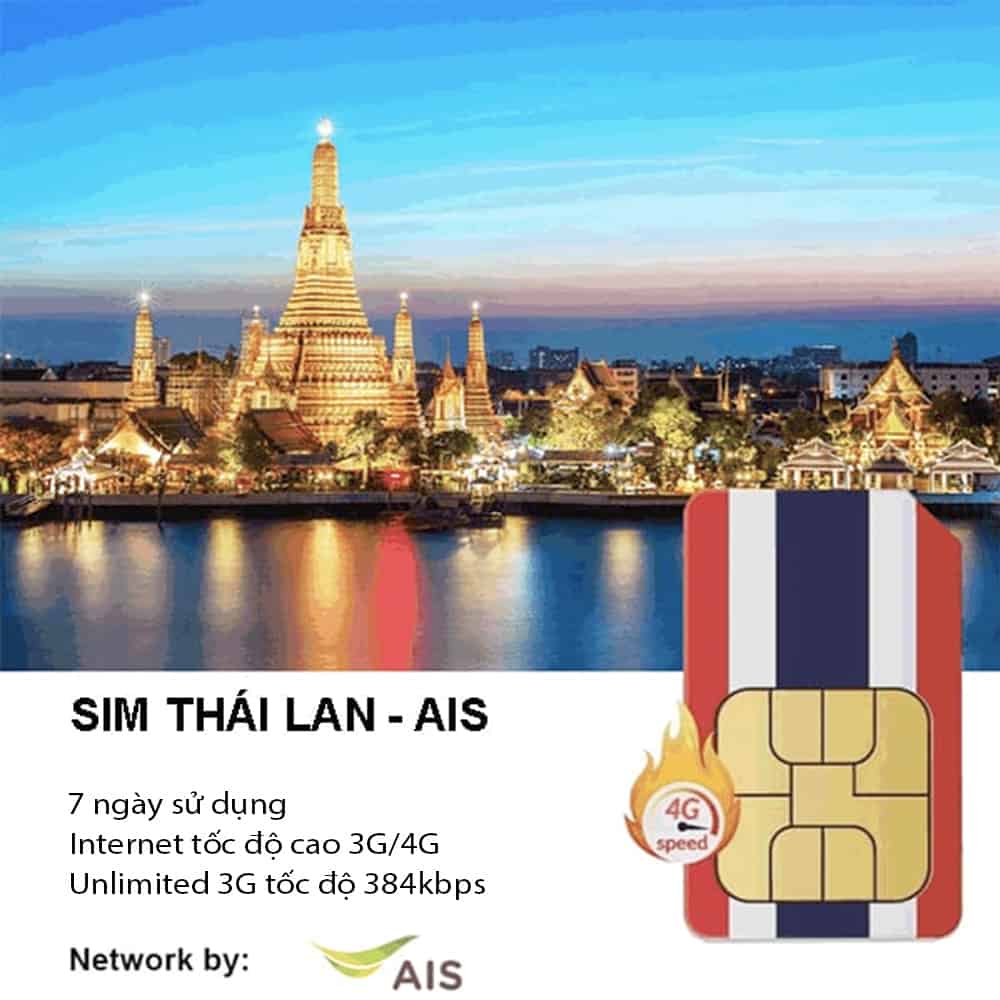 Sim Du Lịch Thái Lan AIS 7 Ngày 15GB