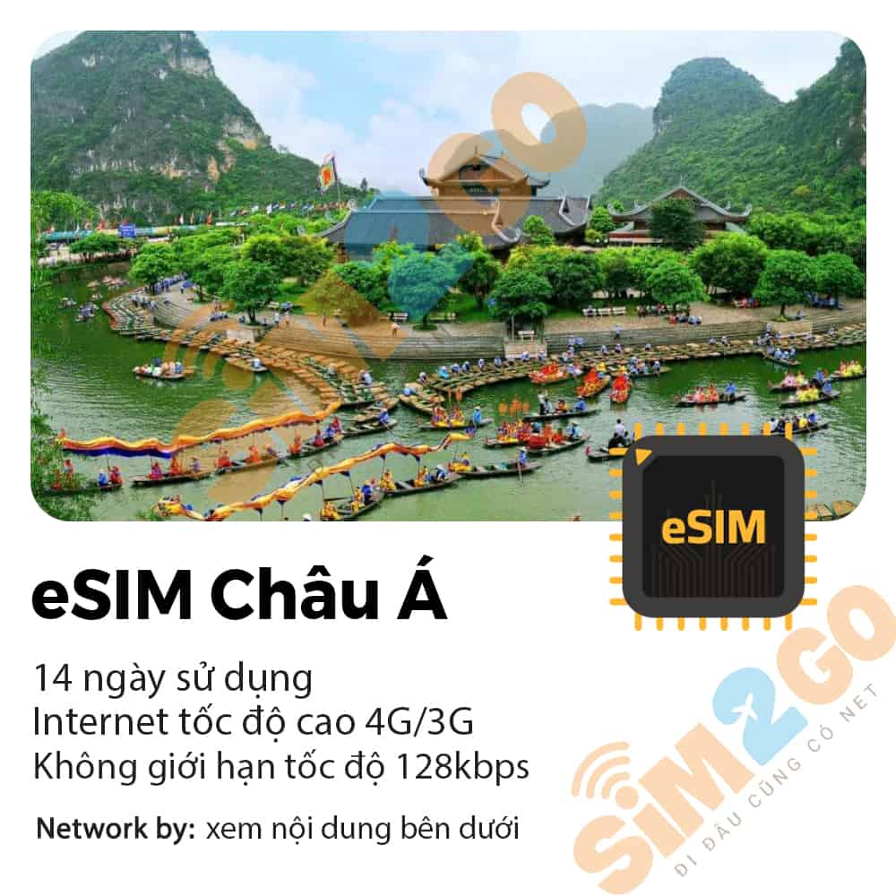 eSIM Du lịch Châu Á 12 nước 14 ngày 10GB