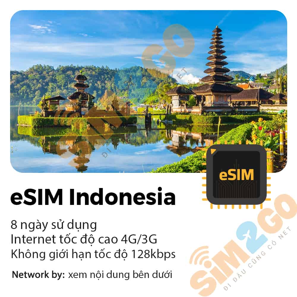 eSIM Du lịch Indonesia 8 ngày 10GB