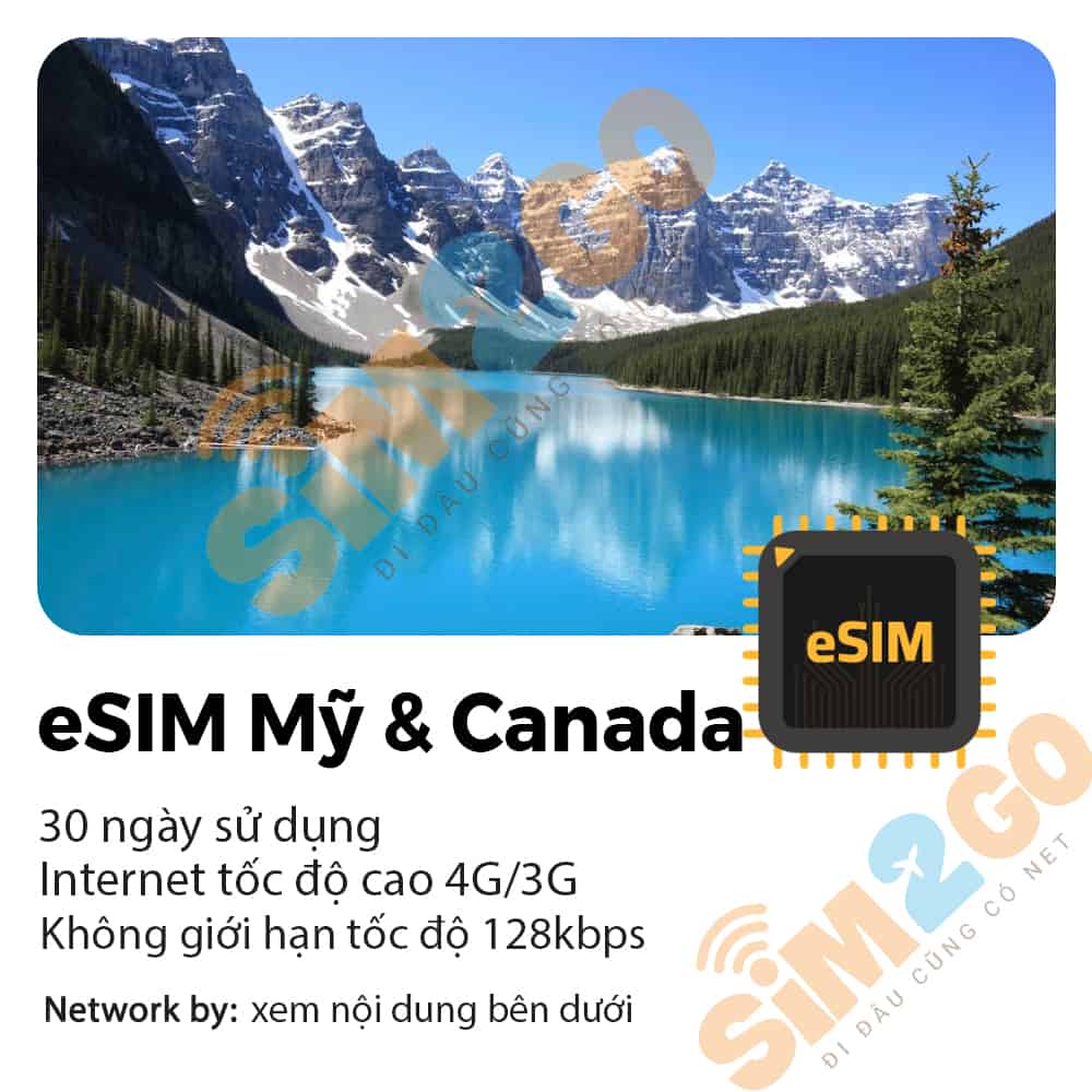 eSIM Du lịch Mỹ & Canada 30 ngày 1GB/ ngày