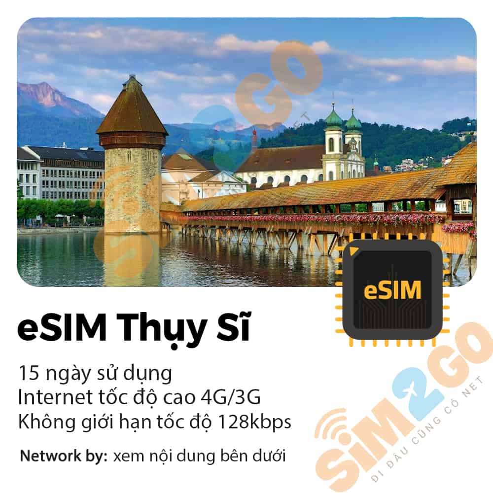 eSIM Du lịch Thụy Sĩ 15 ngày 10GB
