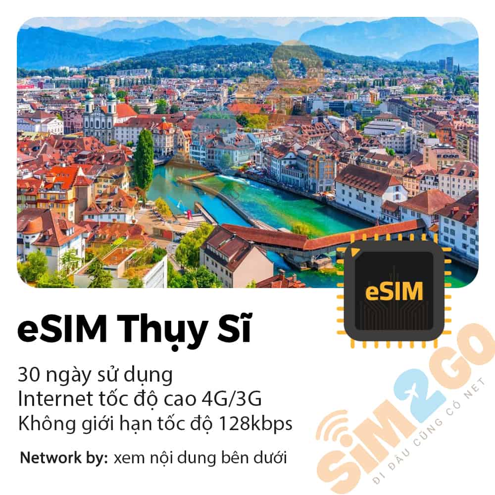 eSIM Du lịch Thụy Sĩ 30 ngày 15GB