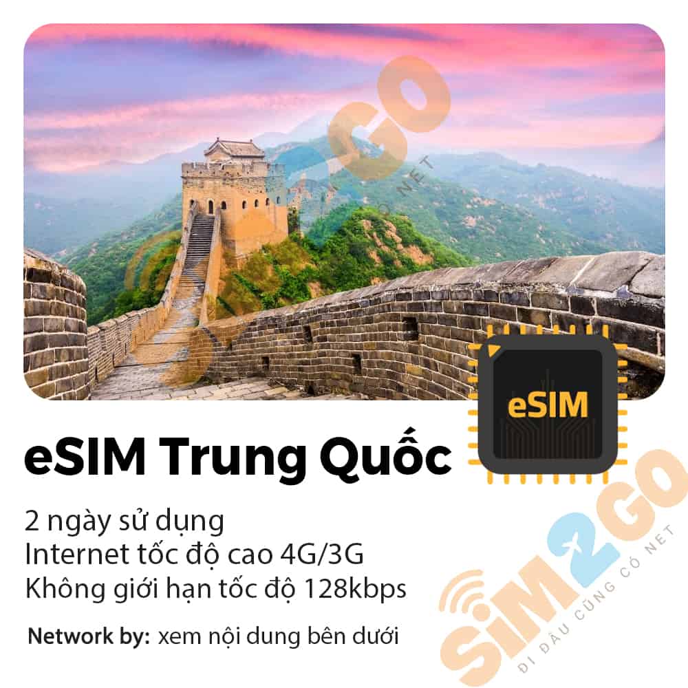 eSIM Du lịch Trung Quốc 2 ngày 1GB