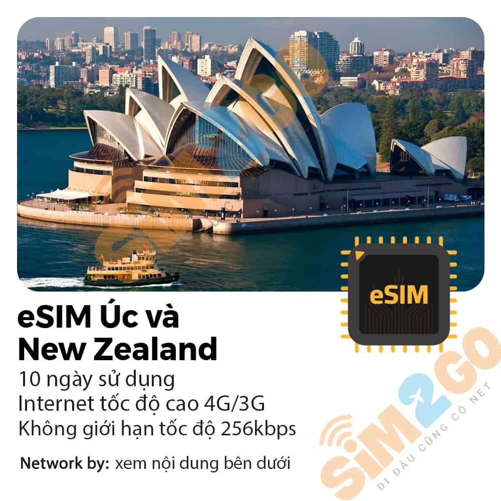 eSIM Du lịch Úc và New Zealand 10 ngày 6GB & gọi thoại