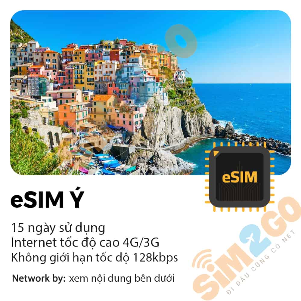 eSIM Du lịch Ý 15 ngày 10GB