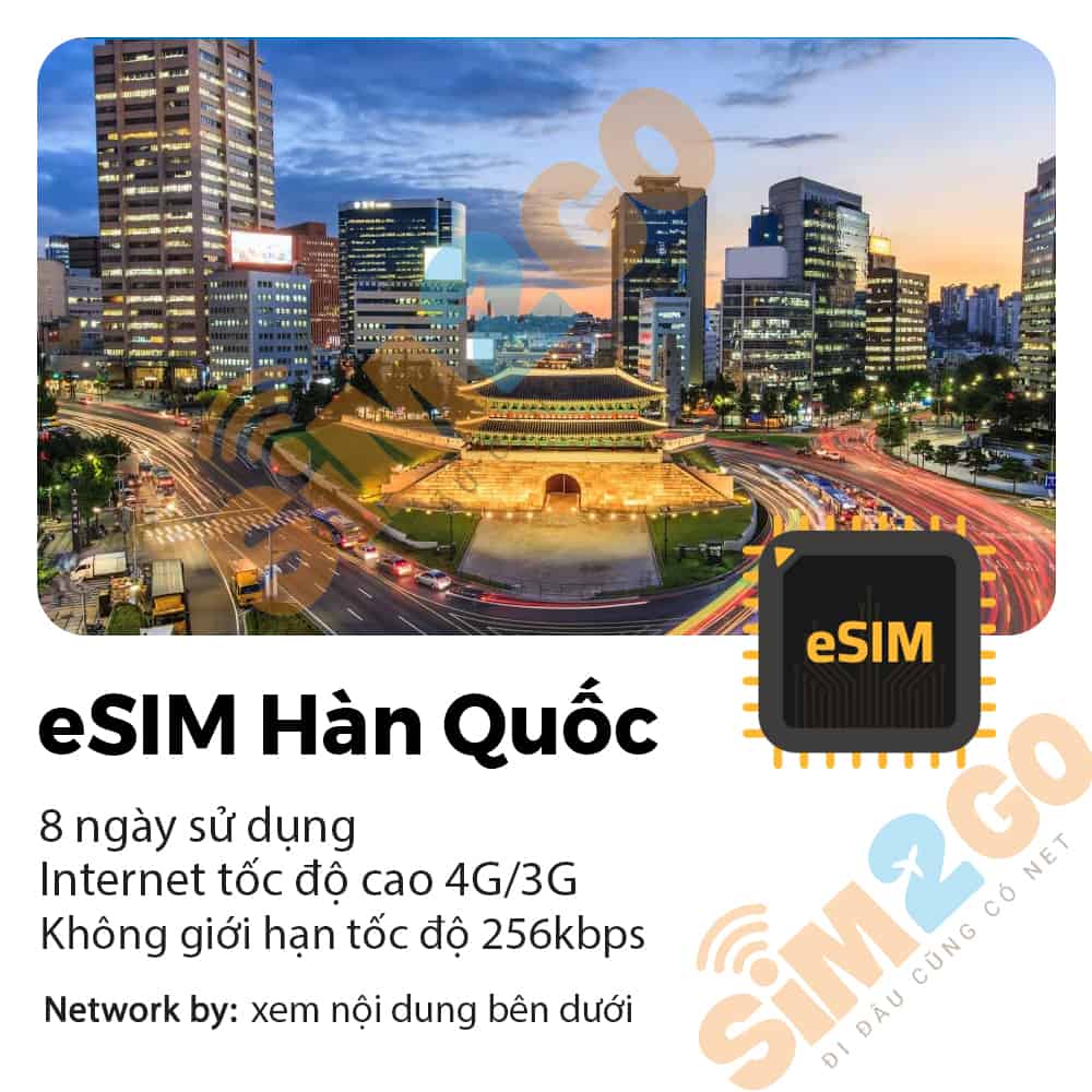 eSIM Hàn Quốc 8 ngày 20GB & gọi thoại