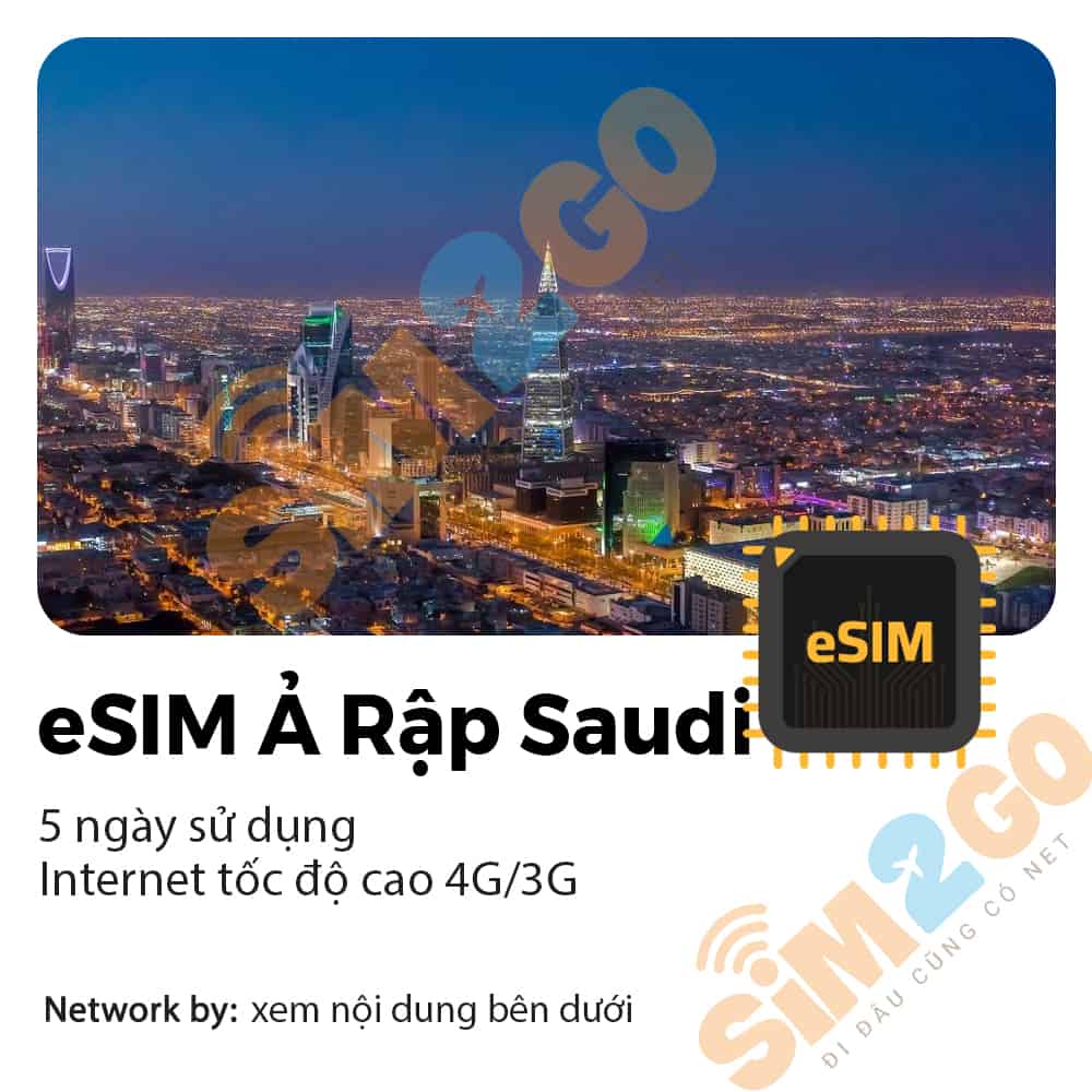 eSim Ả Rập Saudi 5 Ngày 3 GB