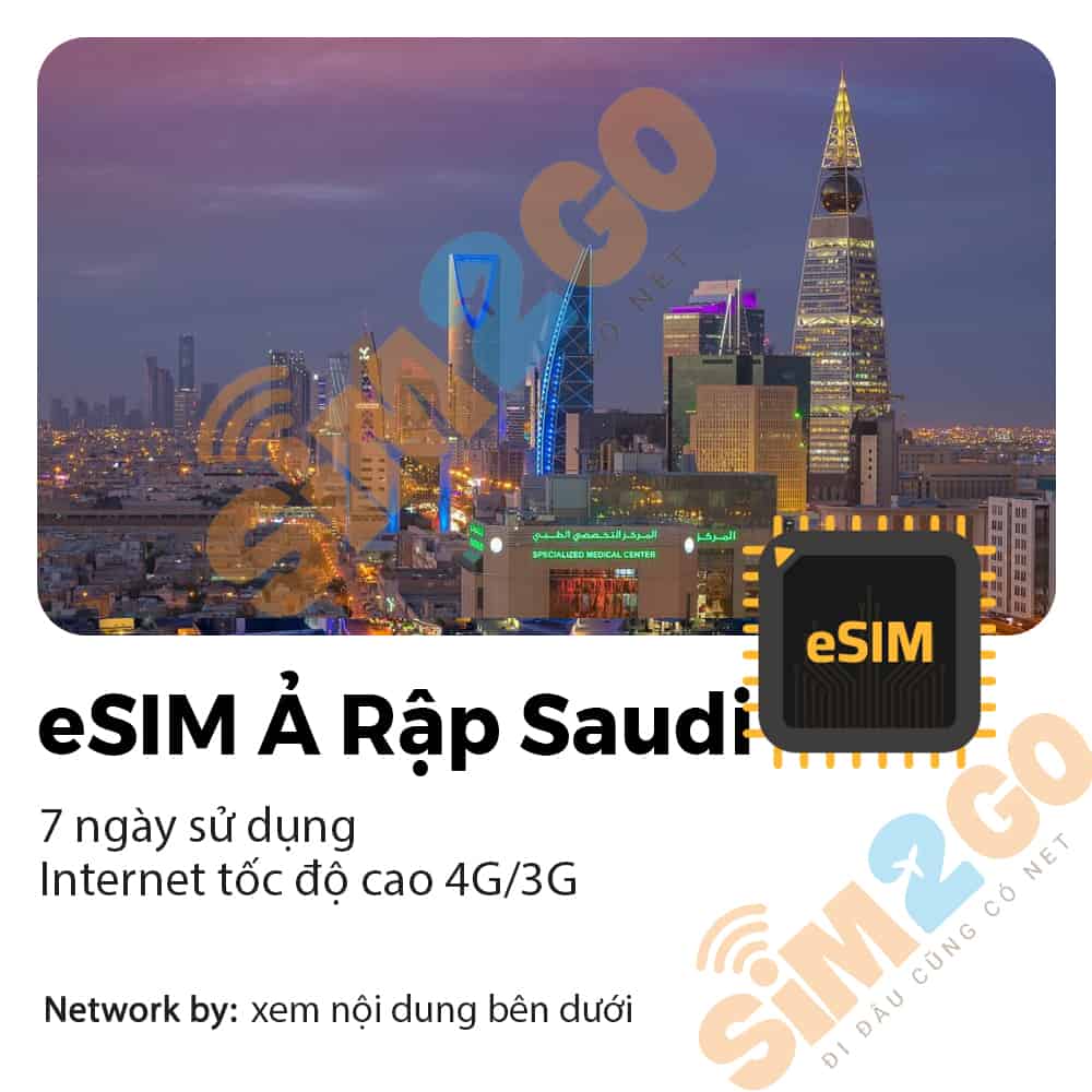 eSim Ả Rập Saudi 7 Ngày