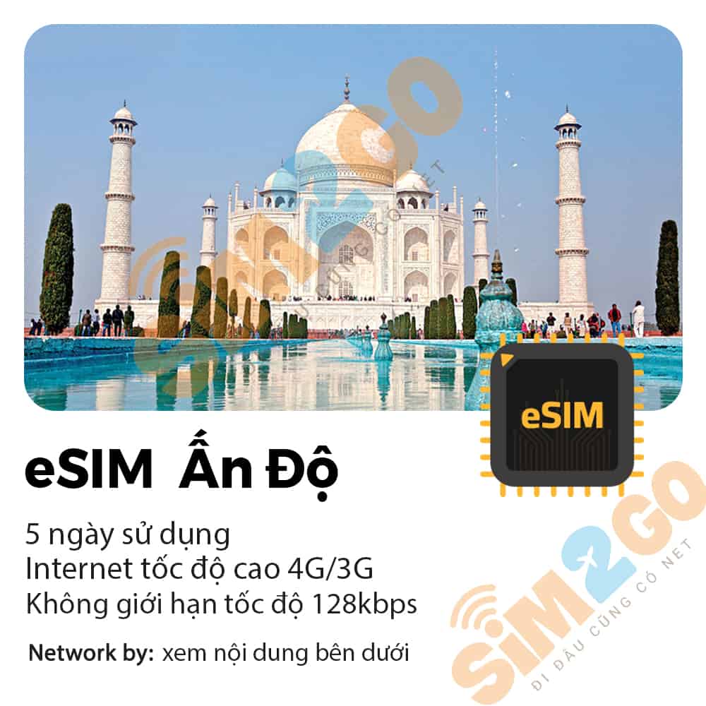 eSIM Ấn Độ 5 ngày 3GB – 10GB Data