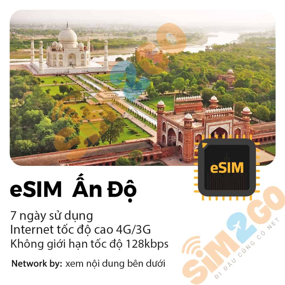 eSIM Ấn Độ 7 ngày 3GB tới 10GB Data