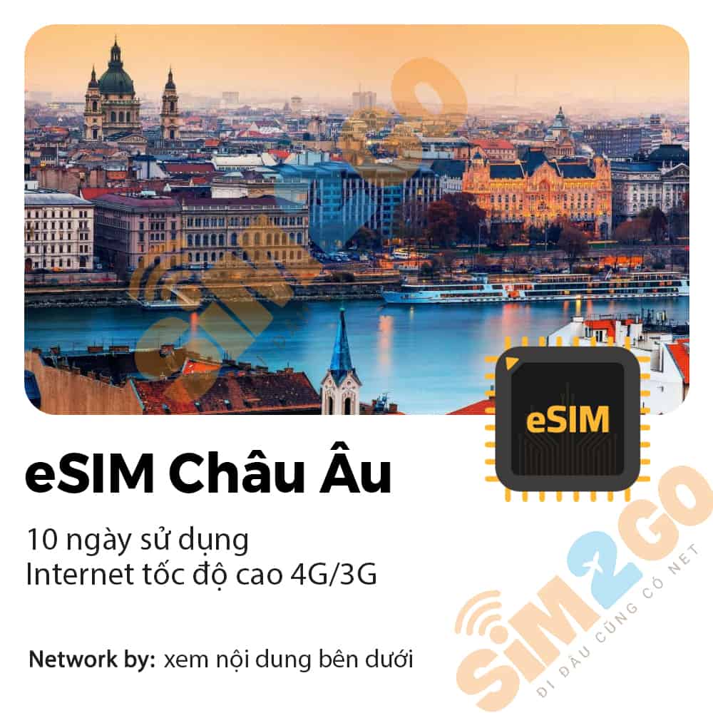 eSIM Châu Âu 10 ngày 5GB