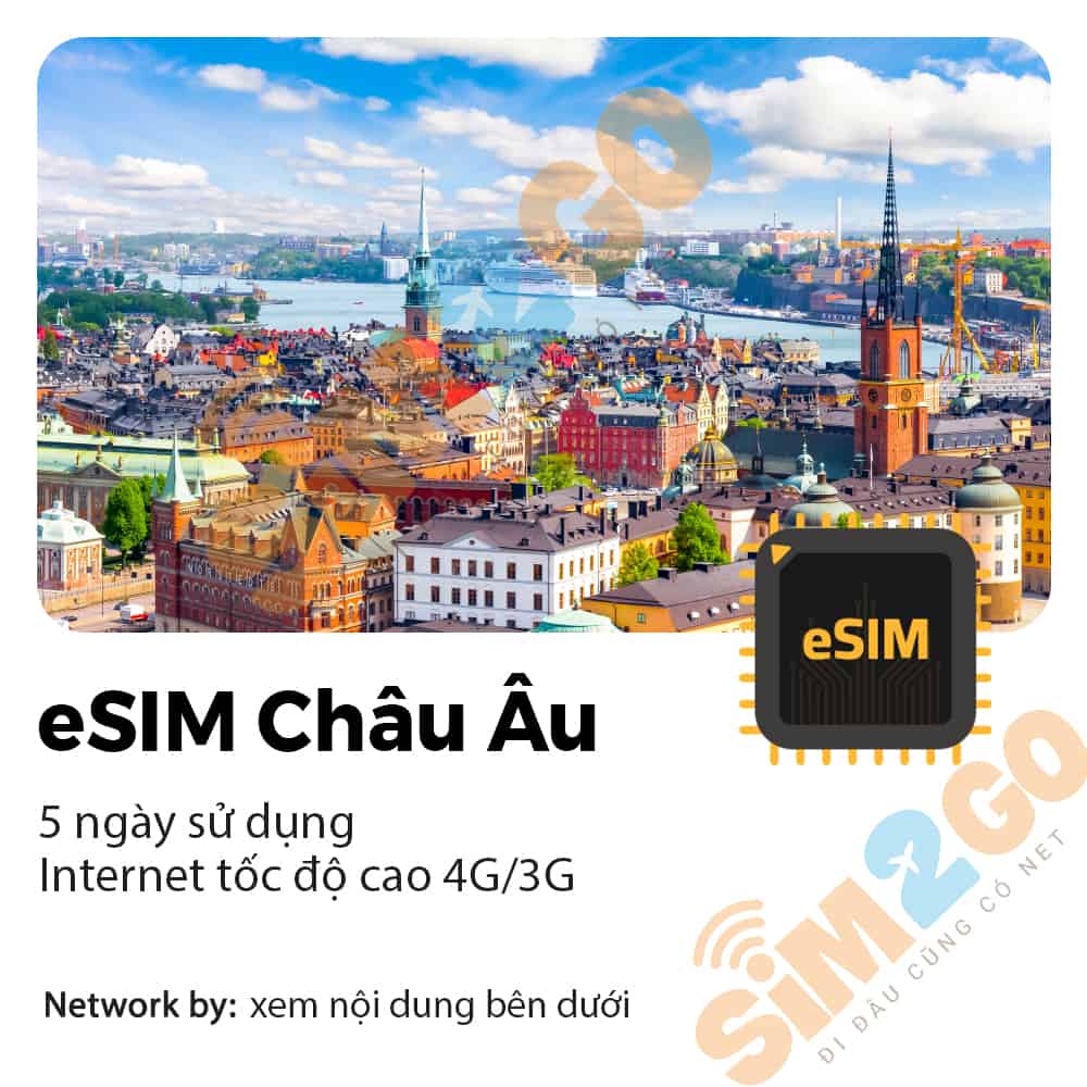 eSIM Châu Âu 5 ngày 3GB