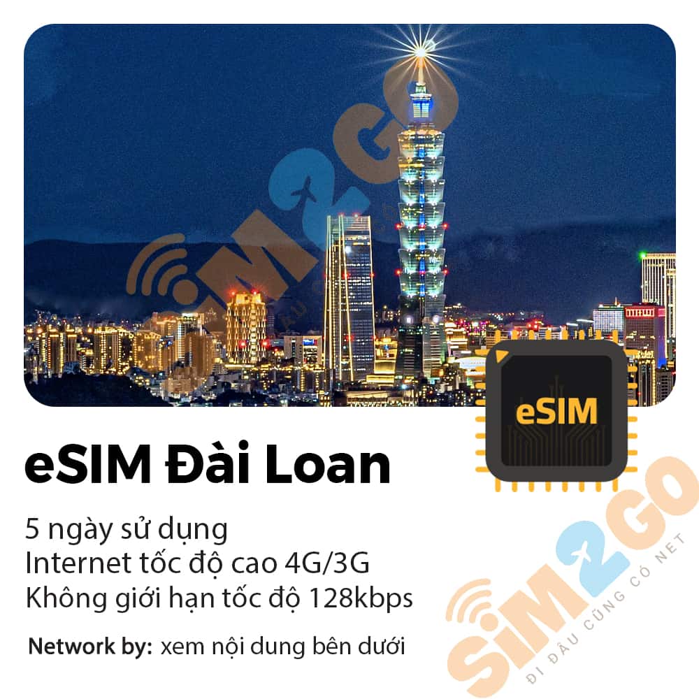 eSIM Đài Loan 5 Ngày 5GB tới 20GB Data