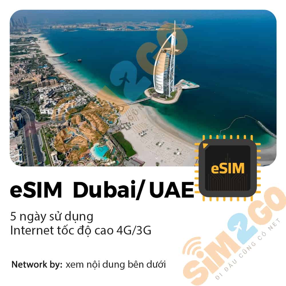 eSim Dubai/ UAE 5 Ngày 3GB