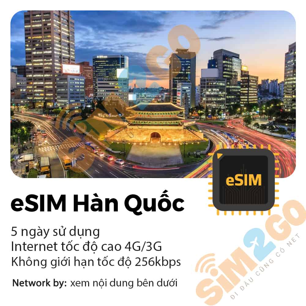 eSIM Hàn Quốc 5 ngày 10GB & gọi thoại