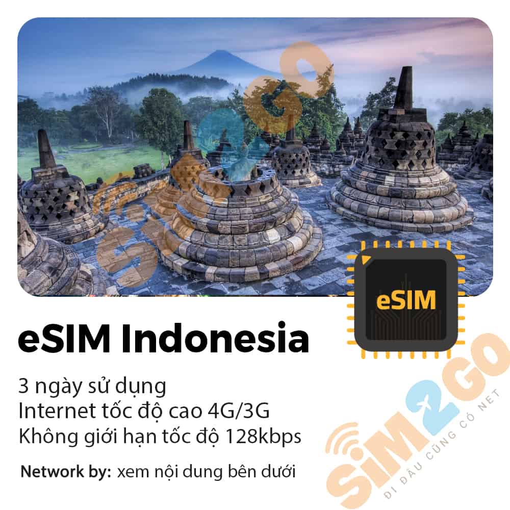 eSIM Indonesia 3 Ngày 1GB tới 5GB Data
