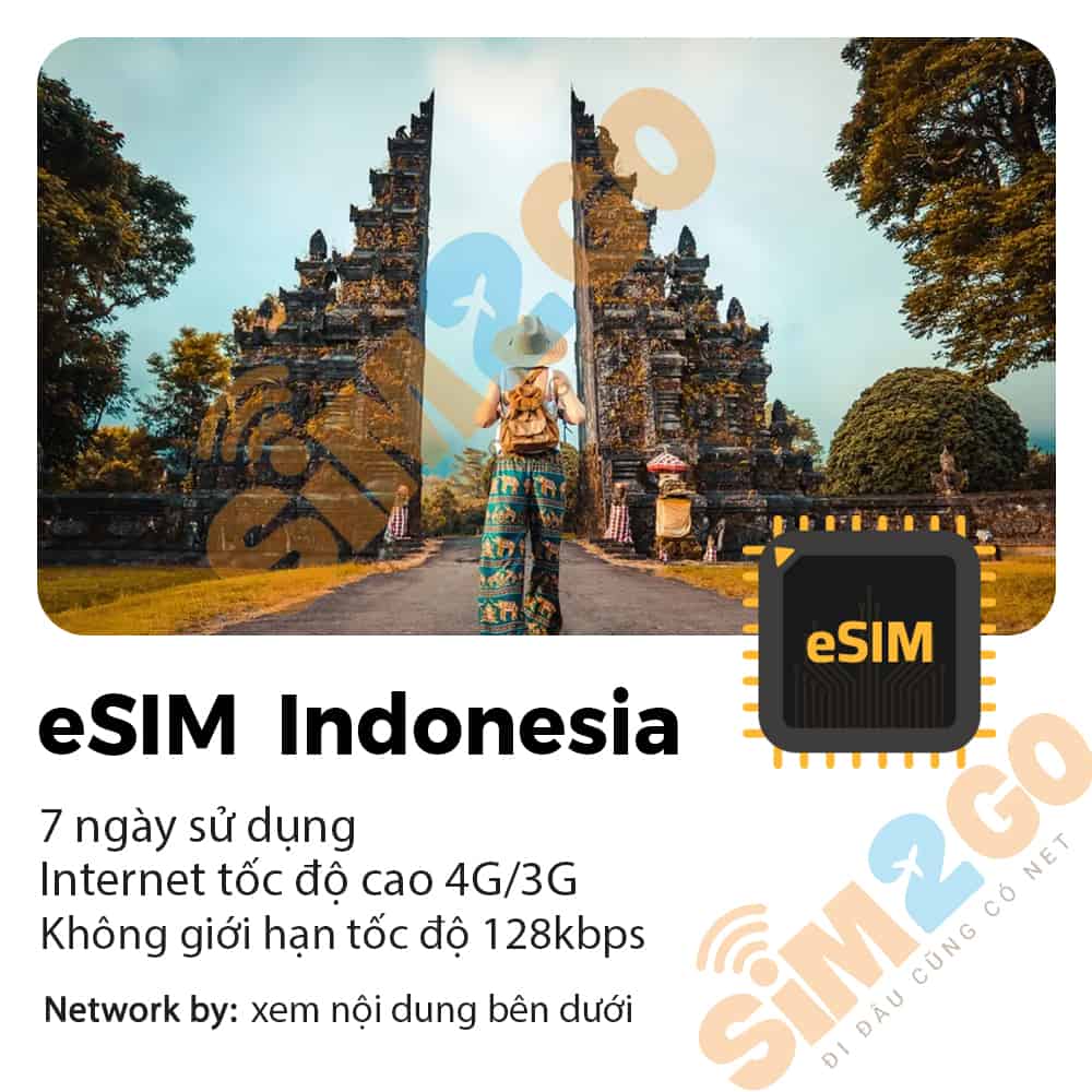 eSIM Indonesia 7 ngày 8GB tới 15GB Data