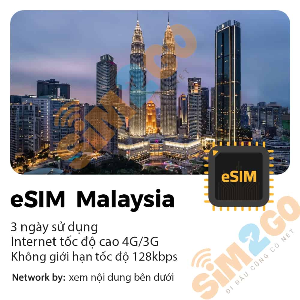 eSIM Malaysia 3 Ngày 1GB tới 5GB Data