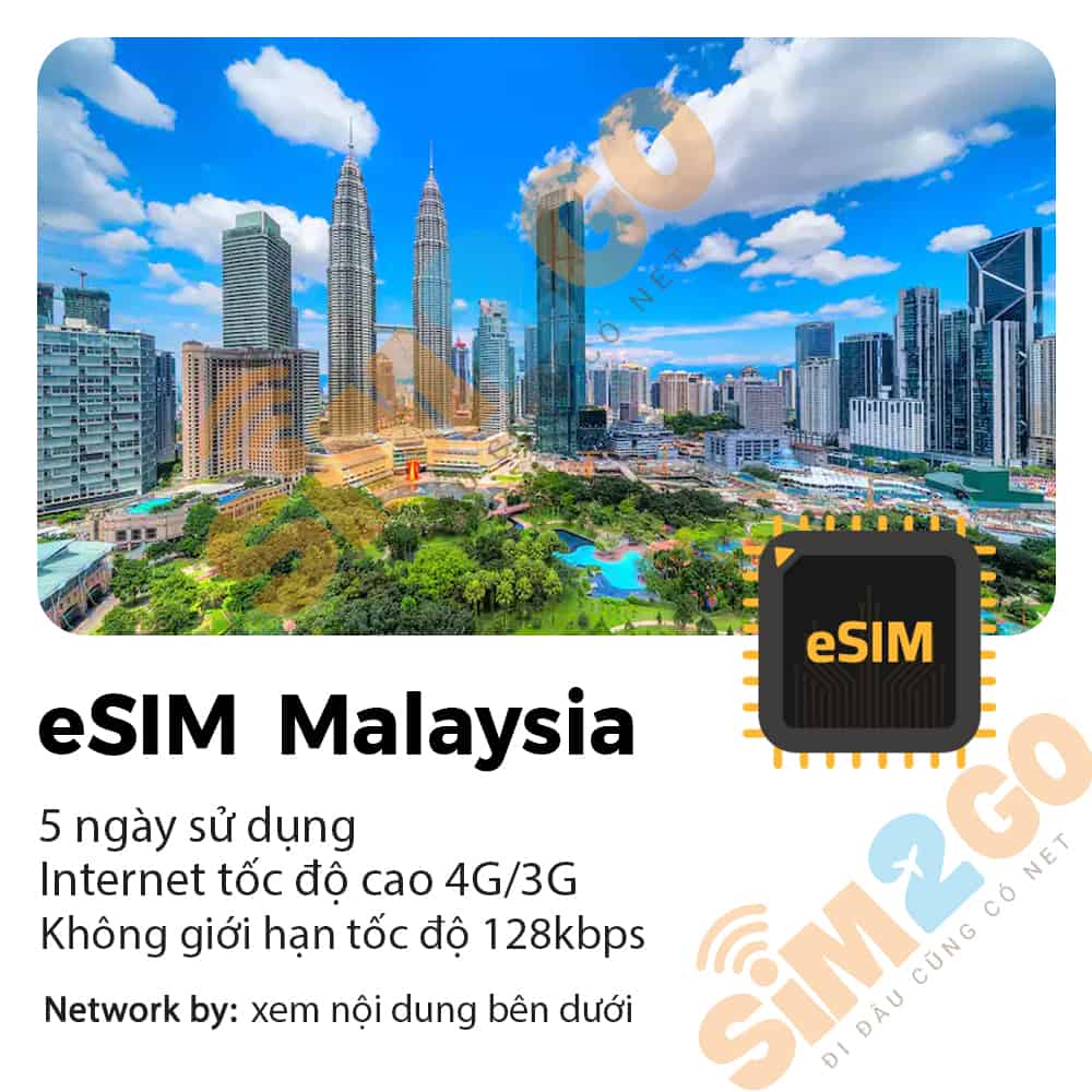 eSIM Malaysia 5 ngày 5GB – 15GB Data