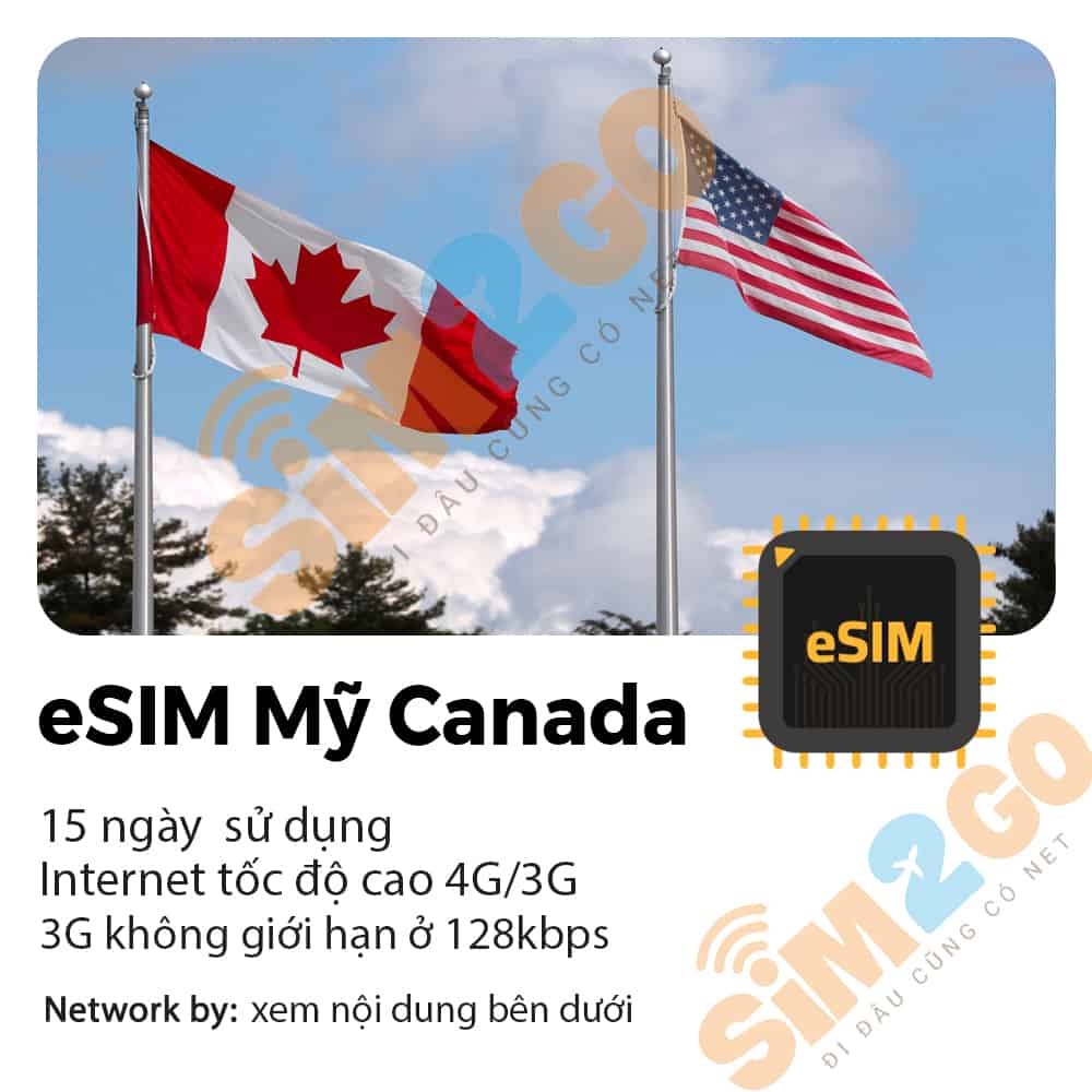 eSIM Mỹ Canada 15 ngày