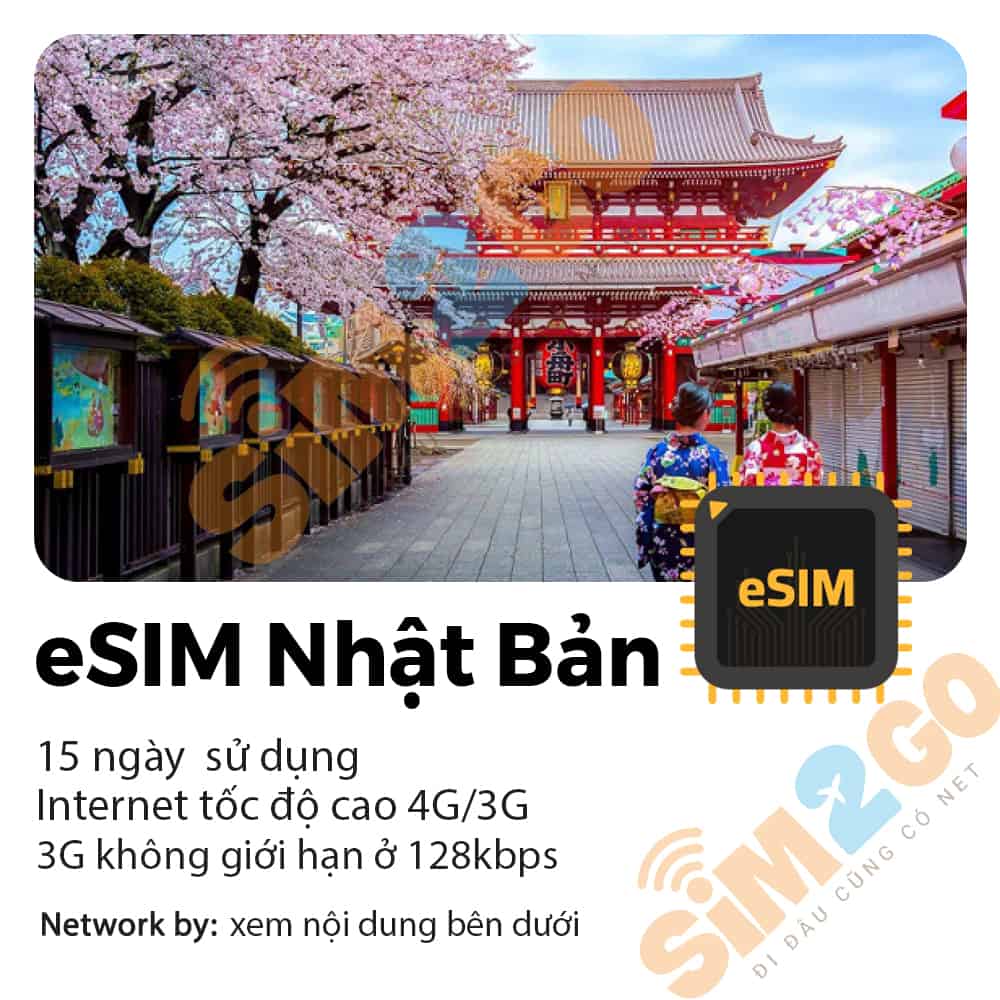 eSIM Nhật Bản 15 Ngày 10GB tới 15GB Data