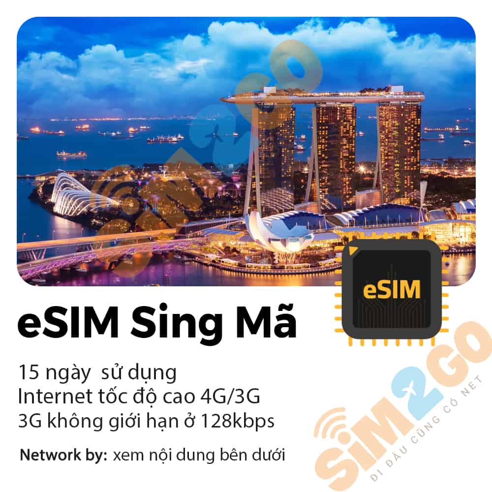 eSIM Sing Mã 15 Ngày 10GB tới 15GB Data