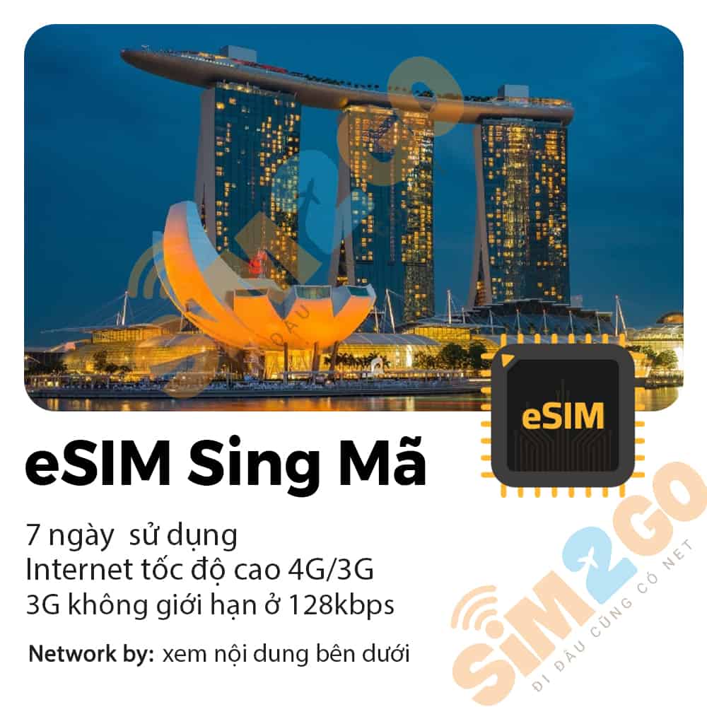 eSIM Sing Mã 7 ngày 8GB tới 15GB Data