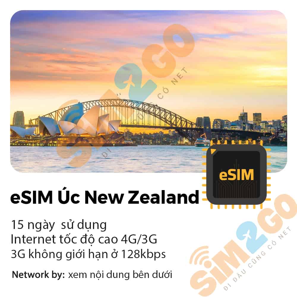 eSIM Úc New Zealand 15 Ngày 10GB tới 20GB Data