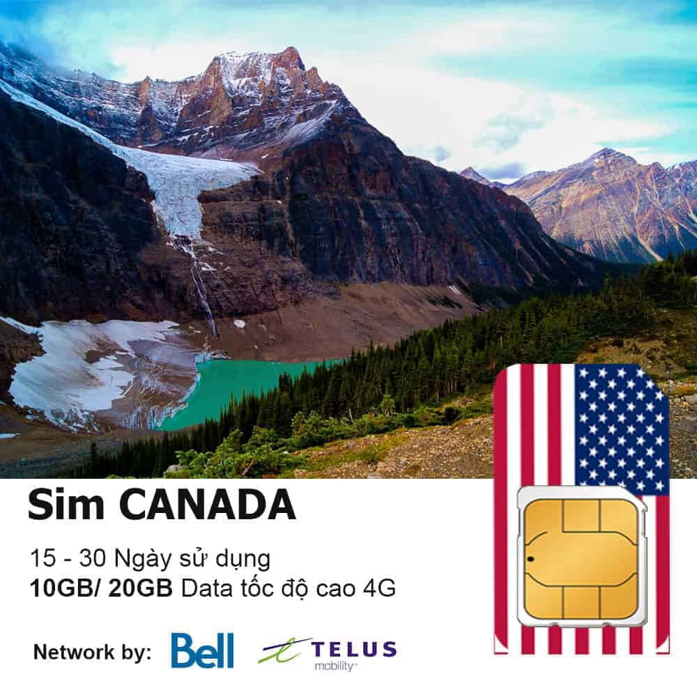 Sim Canada 15-30 Ngày 10GB/ 20GB Data Tốc Độ Cao