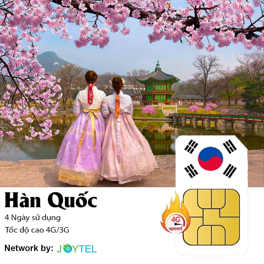 Sim Hàn Quốc 4 ngày 4GB - 12GB Data