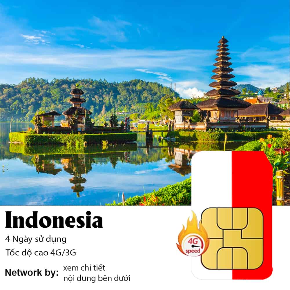 Sim Indonesia 4 Ngày 4GB/ 8GB/ 12GB Data