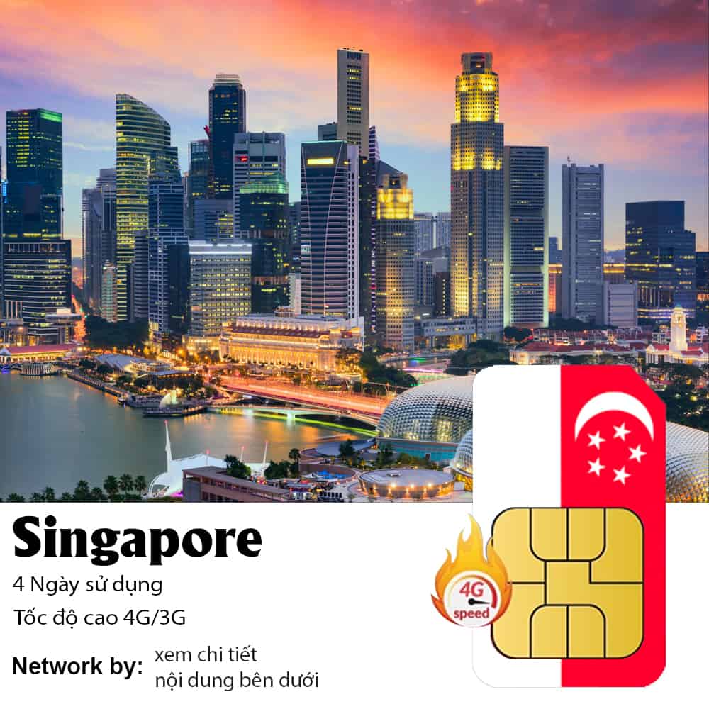 Sim Singapore 4 Ngày 4GB/ 8GB/ 12GB Data