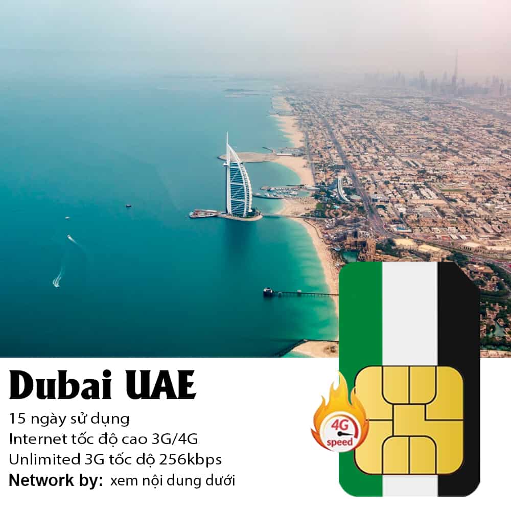 Sim Dubai UAE 15 ngày 6GB