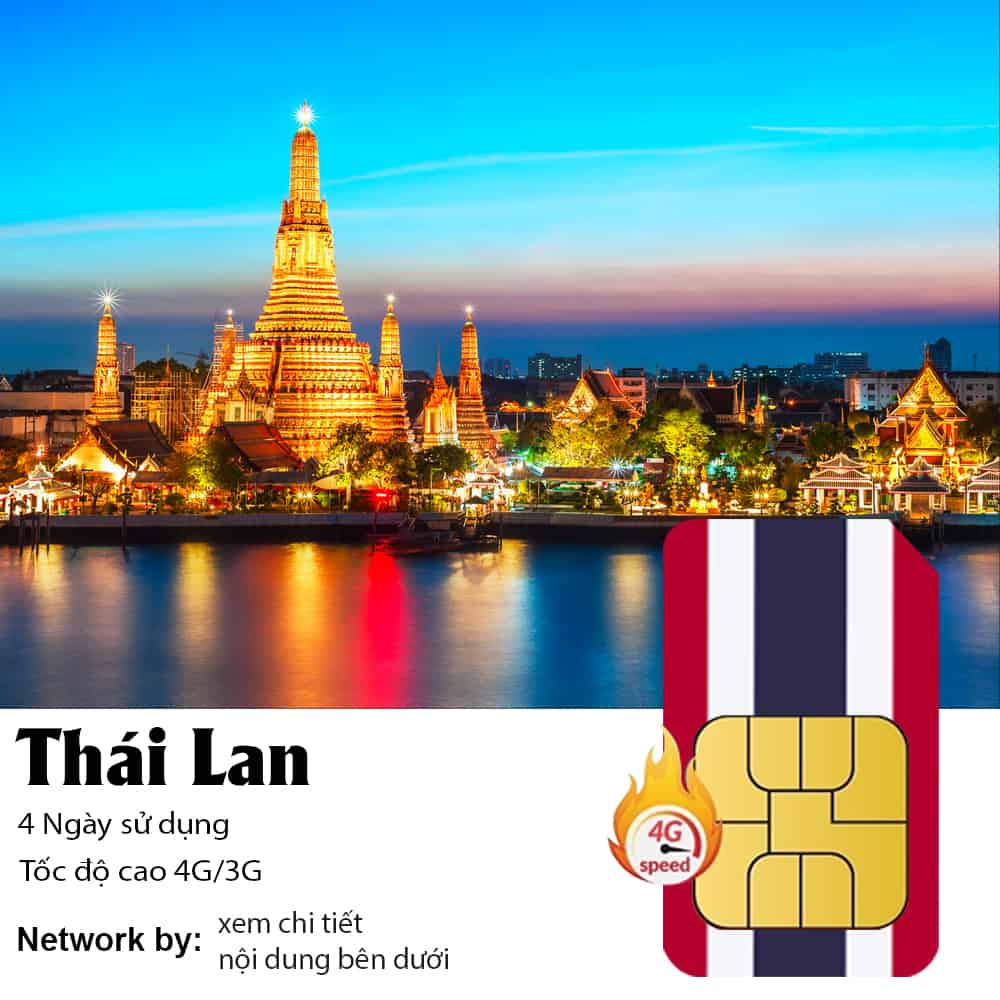 Sim Thái Lan 4 Ngày 4GB/ 8GB/ 12GB Data