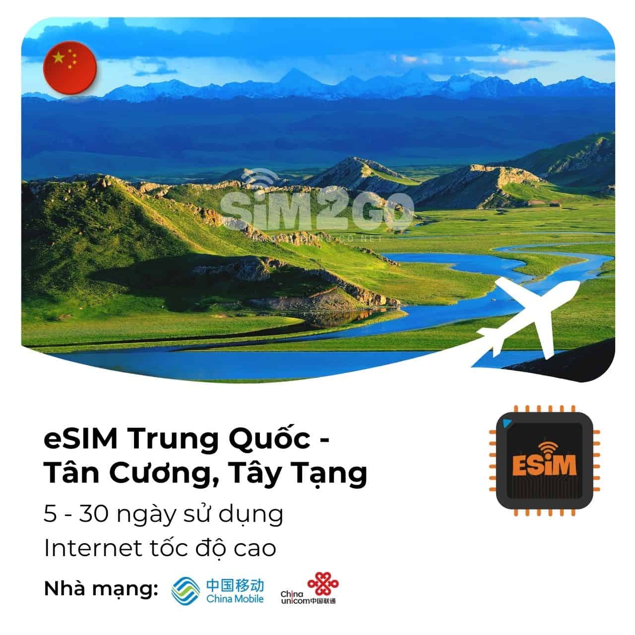 esim trung quốc tân cương tây tạng 5 đến 30 ngày